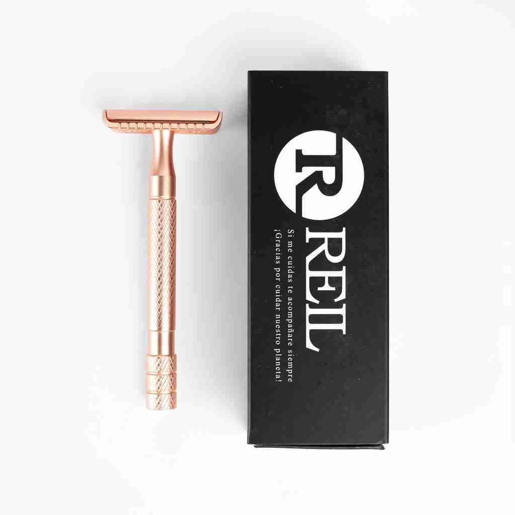alt="Rasuradora reutlizable oro rosa"
