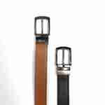 Faja Reversible de Cuero Genuino - Café Claro/Negro - Imagen 3